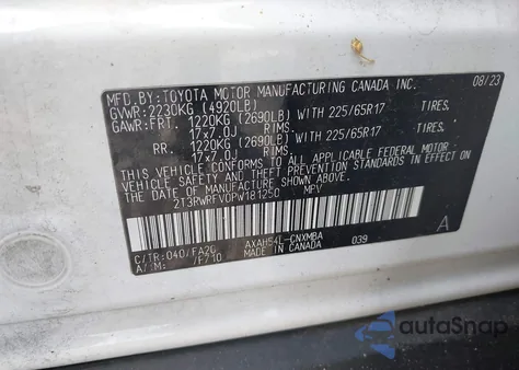 2023 Toyota Rav4 Hybrid Xle из США, поврежденный, VIN 2T3RWRFV0PW181250